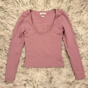 Aritzia Contour Scoopneck Longsleeve - Frozen Berry